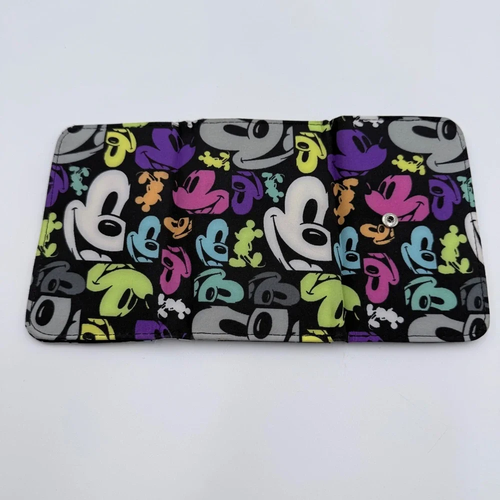Disney Parks Mickey Mouse Pop Art Trifold Wallet Black Multi Color Polyester
